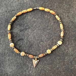 Ethnic Necklace made of wood beads with print